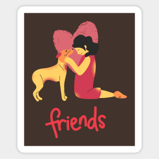 Girl and Dog Best Friends Sticker